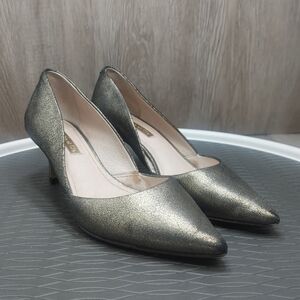 Louise et Cie Jaime Pump Glitter‎ Pewter Mesh Silver Pointed Heel Size 5